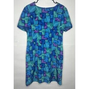 John Robert’s Vintage 80’s Women’s Short Sleeve Dress Blue/Purple Size 14